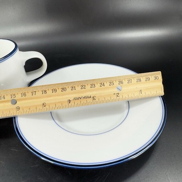 Dansk Concerto Allegro Blue Teacup And Saucer Set Mug Cup Portugal Ceramic White - Picture 9 of 16